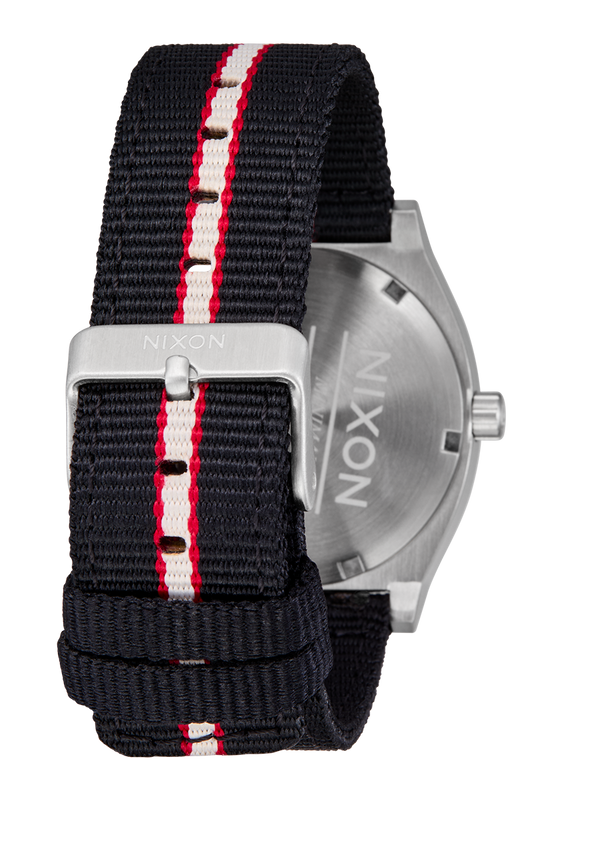 Nixon Time Teller Nylon Watch | Silver / Rosewood / Black Stripe | Unisex Analog