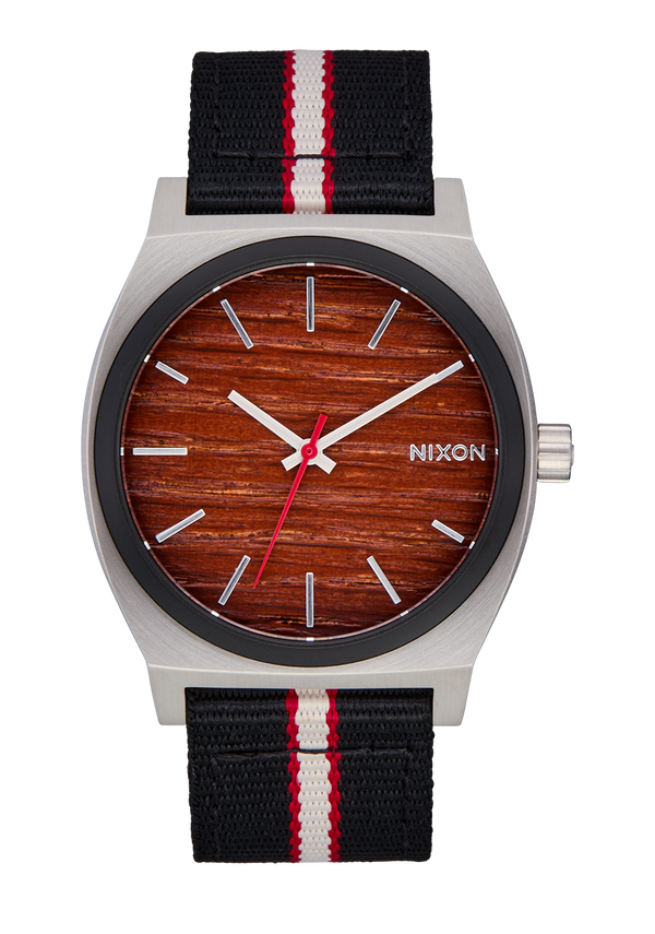 nixon Time Teller Nylon Watch | Silver / Rosewood / Black Stripe | Unisex Analog