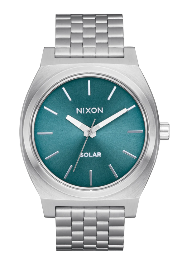 nixon Time Teller Solar Watch | Silver / Dusty Blue Sunray | Unisex Light-Powered