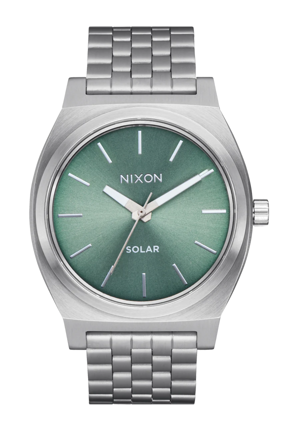 nixon Time Teller Solar Watch | Silver / Jade Sunray | Unisex Light-Powered