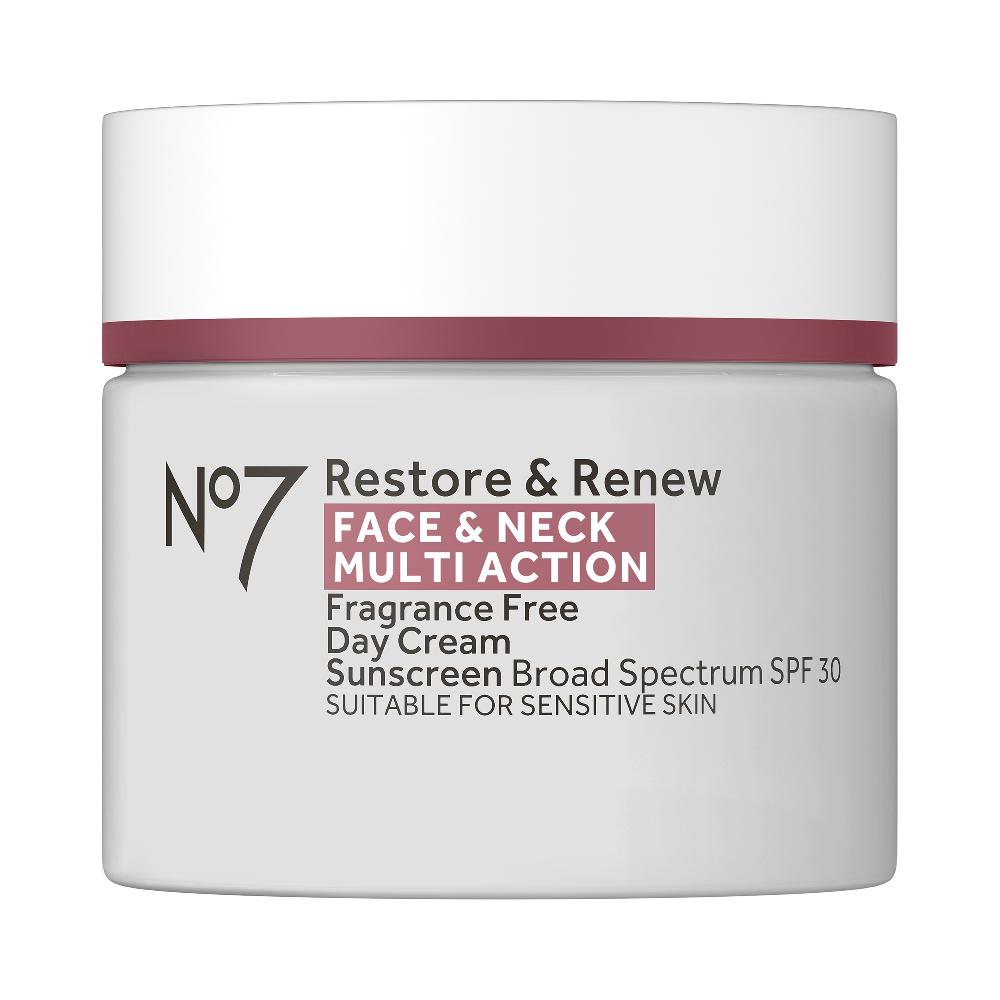 no7 Restore & Renew Face & Neck Multi Action Fragrance Free Day Cream SPF 30