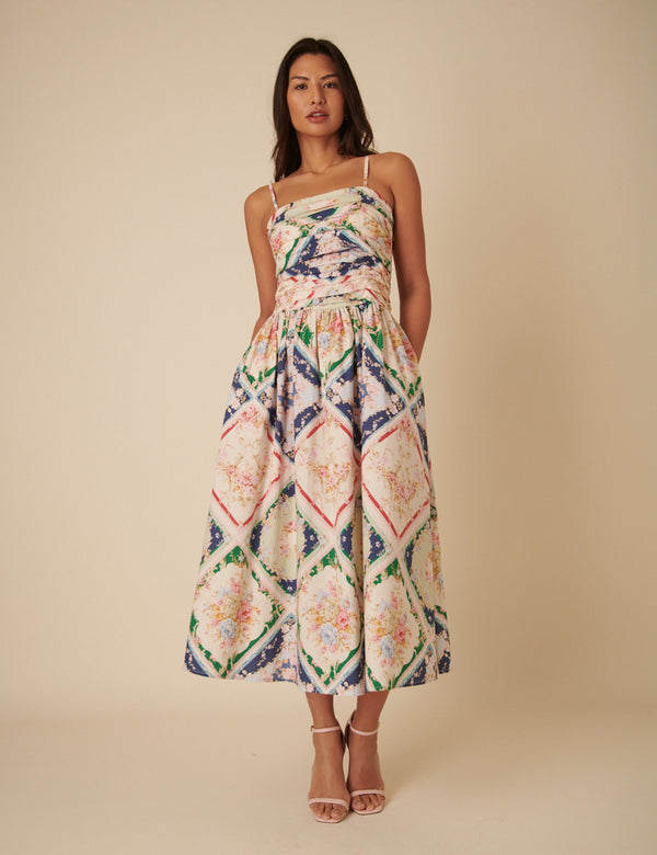 Nobody’s Child Abstract Floral Bandeau Felicity Midi Dress