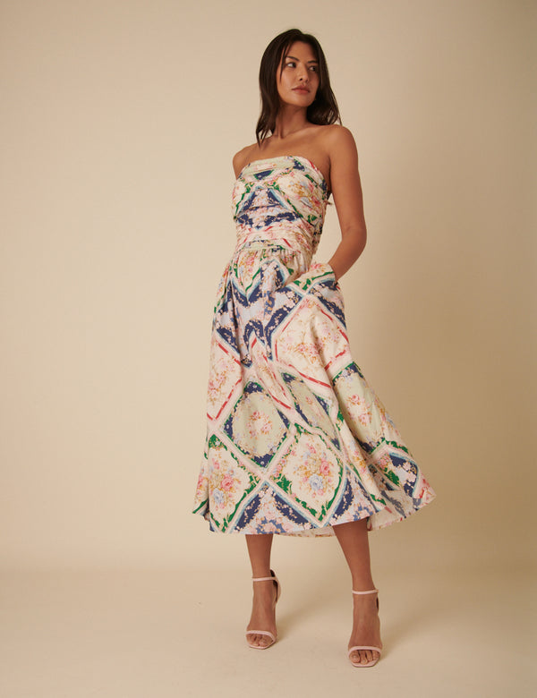 nobody’s child Abstract Floral Bandeau Felicity Midi Dress