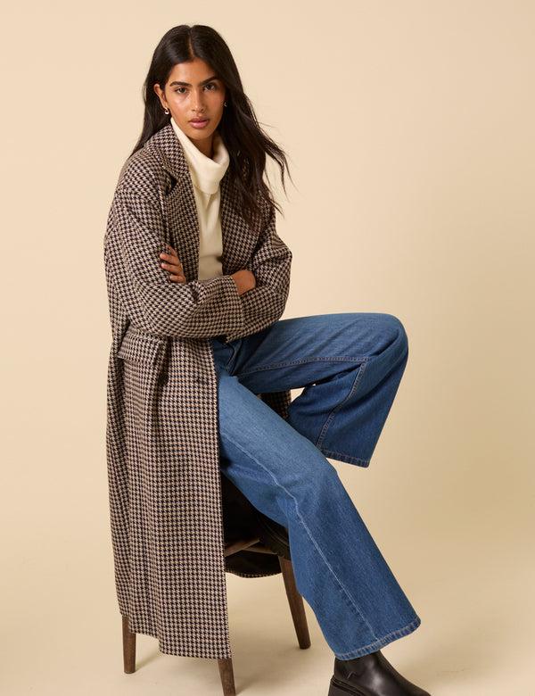 Nobody’s Child Black And Brown Houndstooth Relaxed Coat