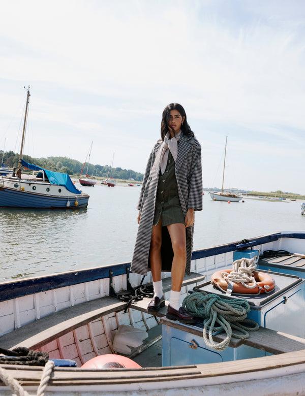 nobody’s child Black And Brown Houndstooth Relaxed Coat