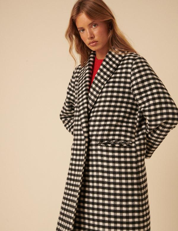 Nobody’s Child Black And White Gingham Double Breasted Coat