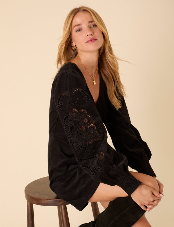 nobody’s child Black Cord Balloon Sleeve Bree Mini Dress