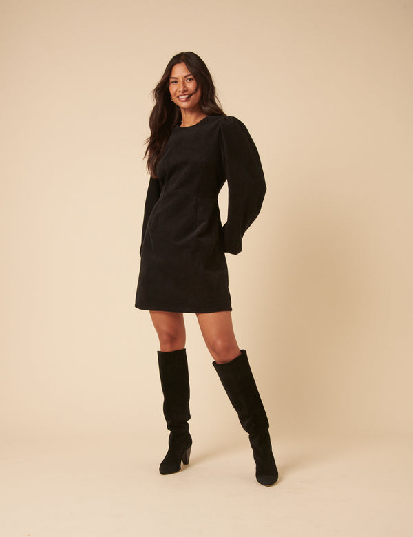 nobody’s child Black Cord Balloon Sleeve Peggy Mini Dress