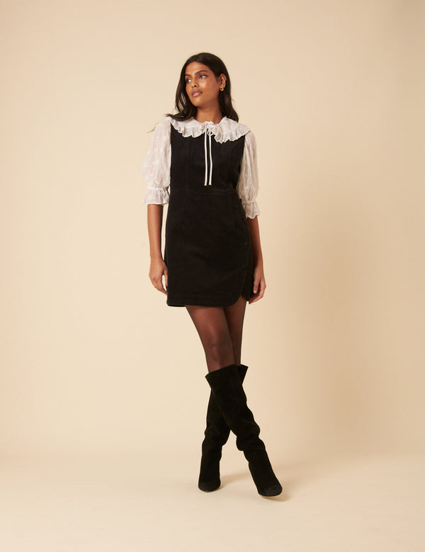 nobody’s child Black Cord Birch Pinafore Mini Dress