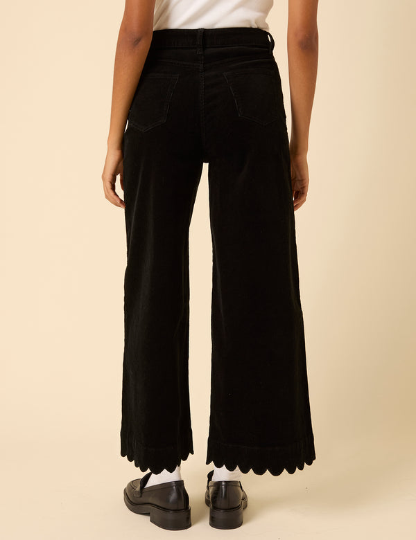 Nobody’s Child Black Cord Cropped Scallop Trim Jeans