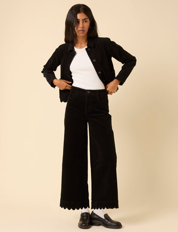 nobody’s child Black Cord Cropped Scallop Trim Jeans