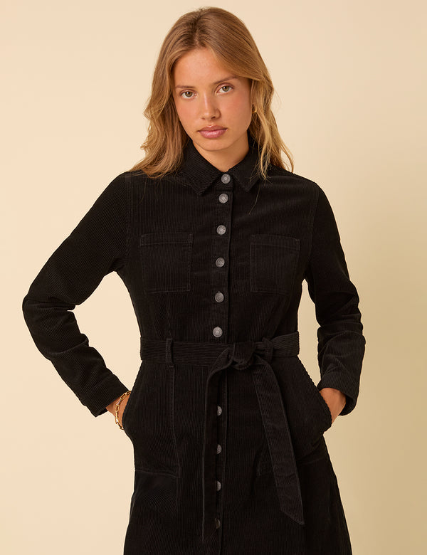 Nobody’s Child Black Cord Long Sleeve Finchley Mini Dress
