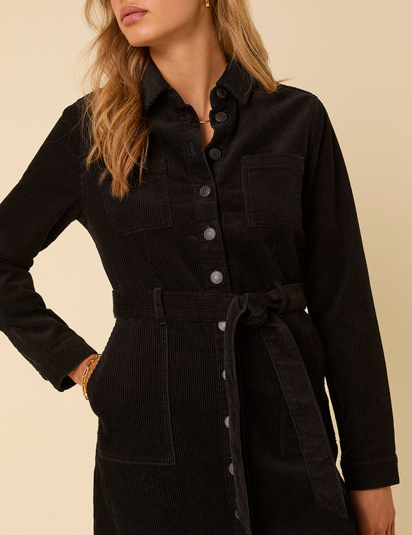 Nobody’s Child Black Cord Long Sleeve Finchley Mini Dress