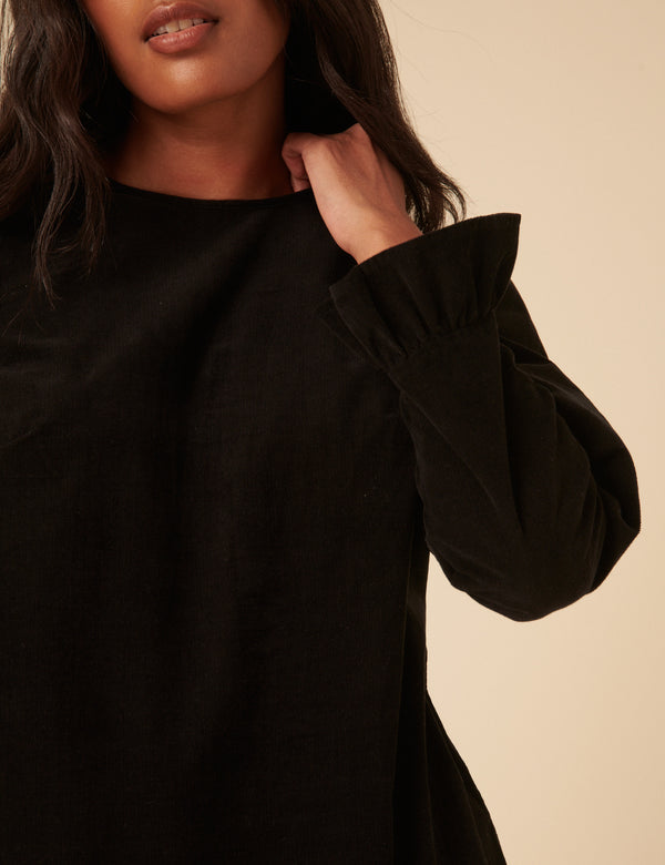 Nobody’s Child Black Cord Long Sleeve Tiana Mini Dress