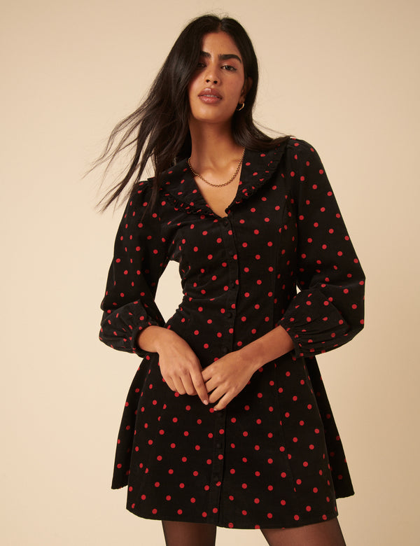 nobody’s child Black Cord Polka Dot Emma Mini Dress