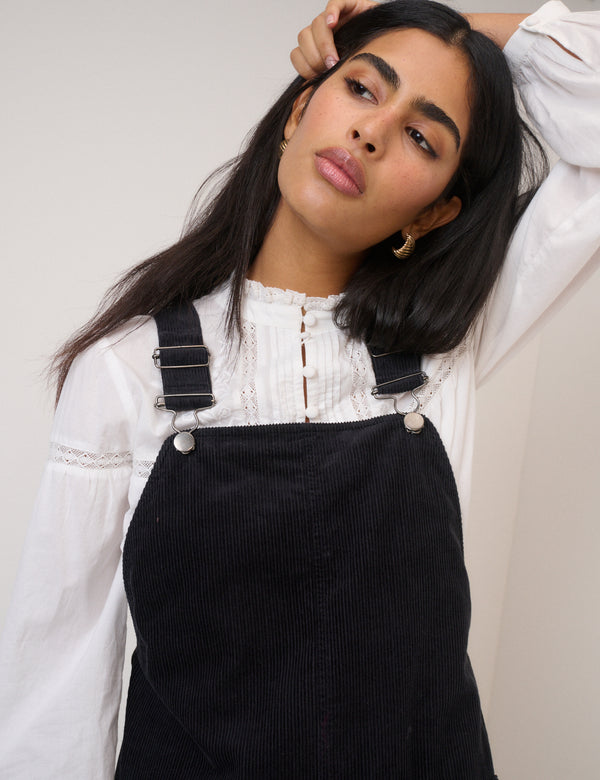 Nobody’s Child Black Cord Tennesse Pinafore Mini Dress