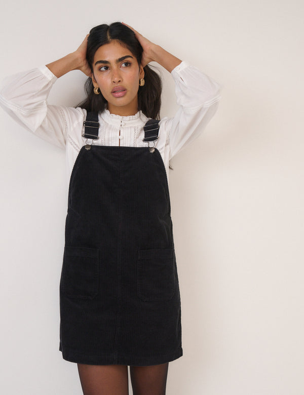Nobody’s Child Black Cord Tennesse Pinafore Mini Dress
