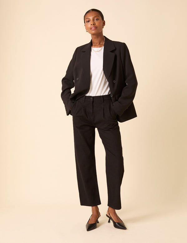 nobody’s child Black High Rise Pleated Straight Leg Jeans