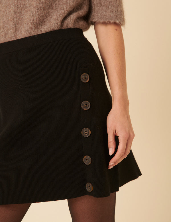 Nobody’s Child Black Knitted Button Down Mini Skirt