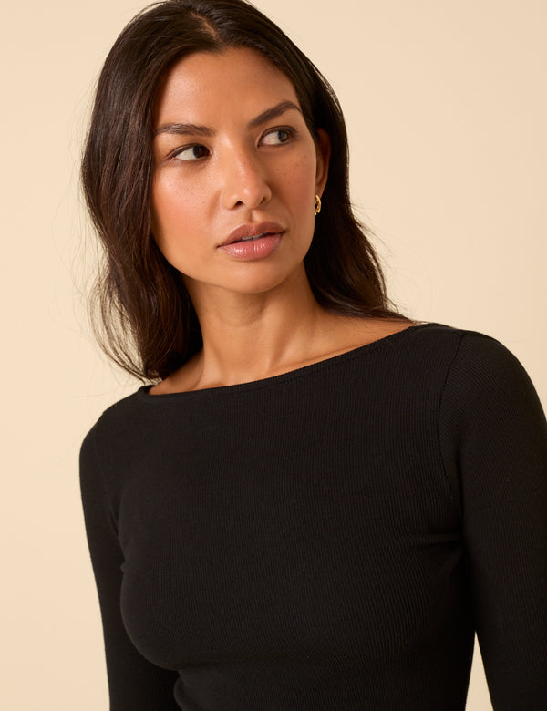 Nobody’s Child Black Long Sleeve A-Line Penni Mini Dress