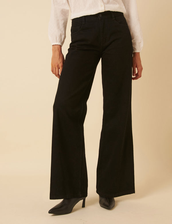 Nobody’s Child Black Mid Rise Carnaby Wide Leg Jeans