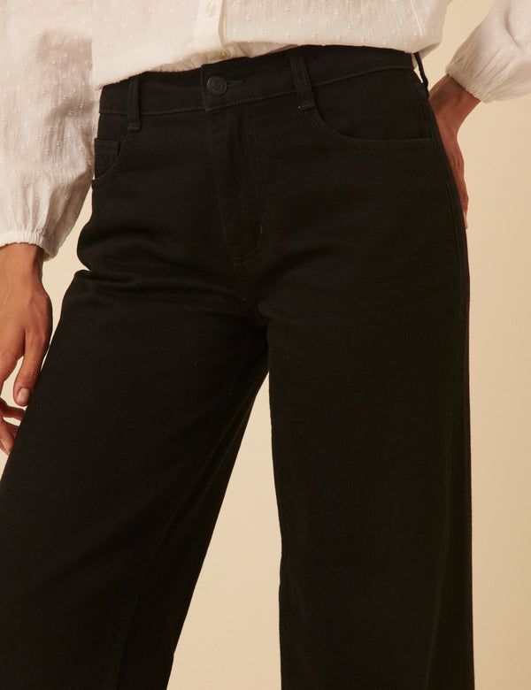 Nobody’s Child Black Mid Rise Carnaby Wide Leg Jeans