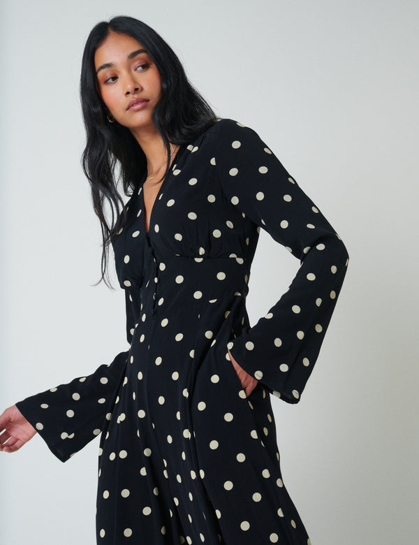 nobody’s child Black Polka Dot Long Sleeve Jumpsuit