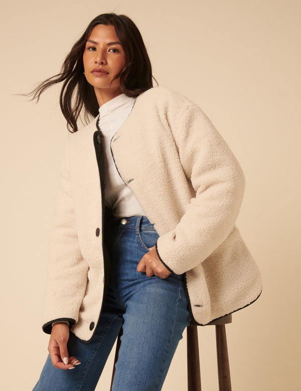 Nobody’s Child Black Reversible Borg Qulited Jacket