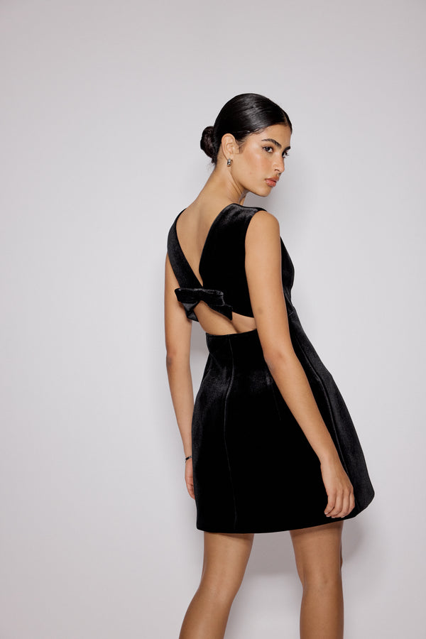 Nobody’s Child Black Velvet A-line Gemini Mini Dress