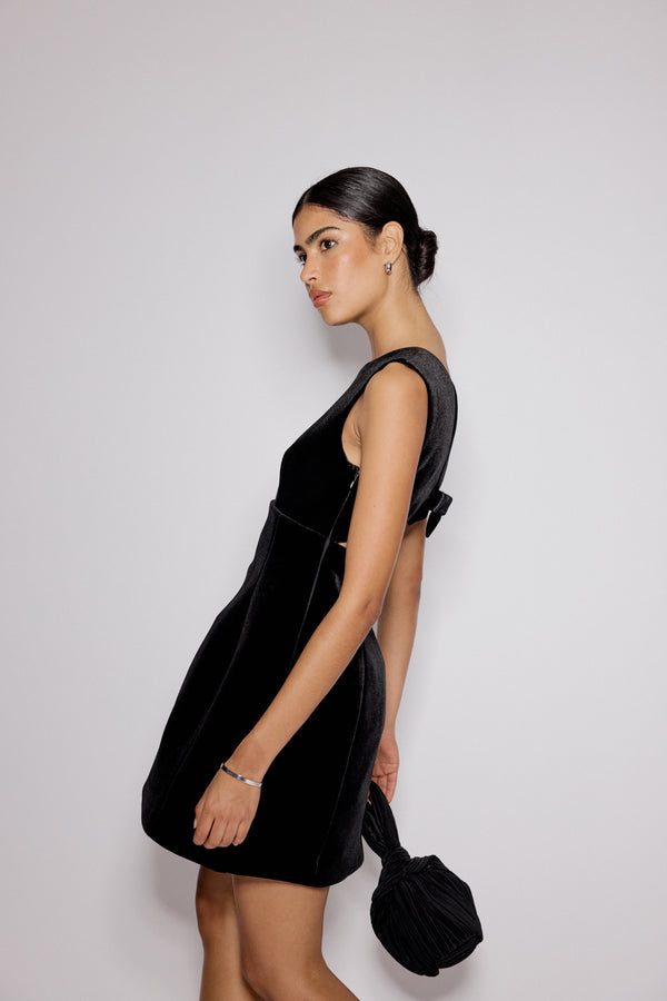 Nobody’s Child Black Velvet A-line Gemini Mini Dress