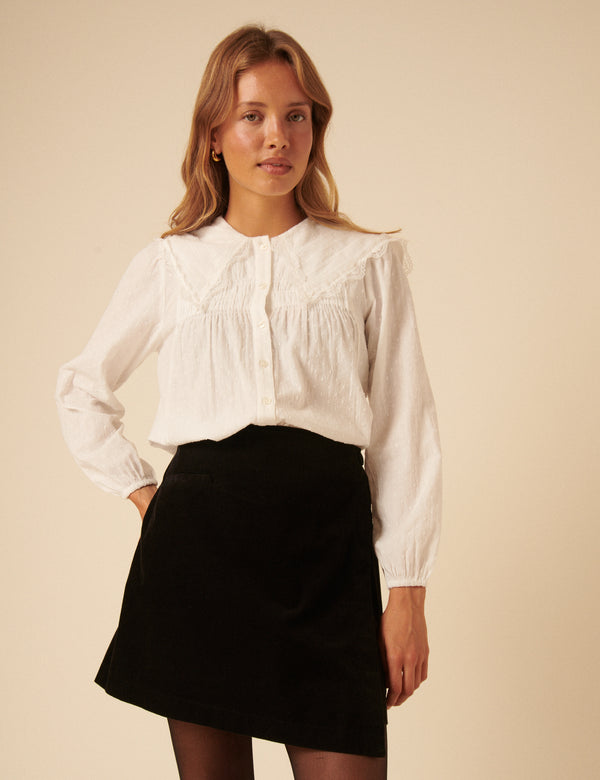 Nobody’s Child Black Velvet Asymmetrical Mini Skirt