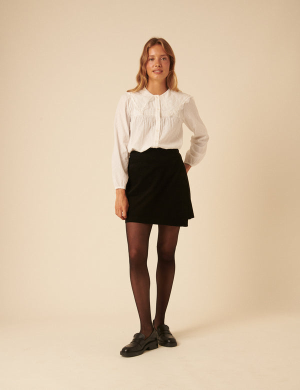 Nobody’s Child Black Velvet Asymmetrical Mini Skirt