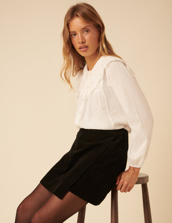 Nobody’s Child Black Velvet Asymmetrical Mini Skirt