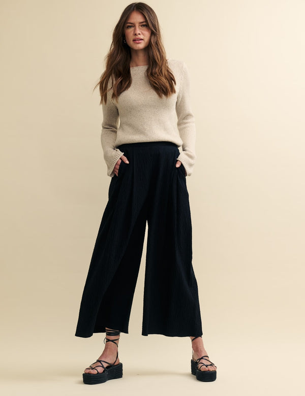 Nobody’s Child Black Wide Leg Cropped Zeena Trousers