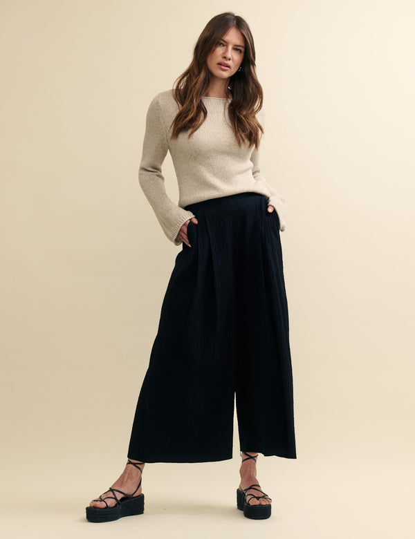 nobody’s child Black Wide Leg Cropped Zeena Trousers