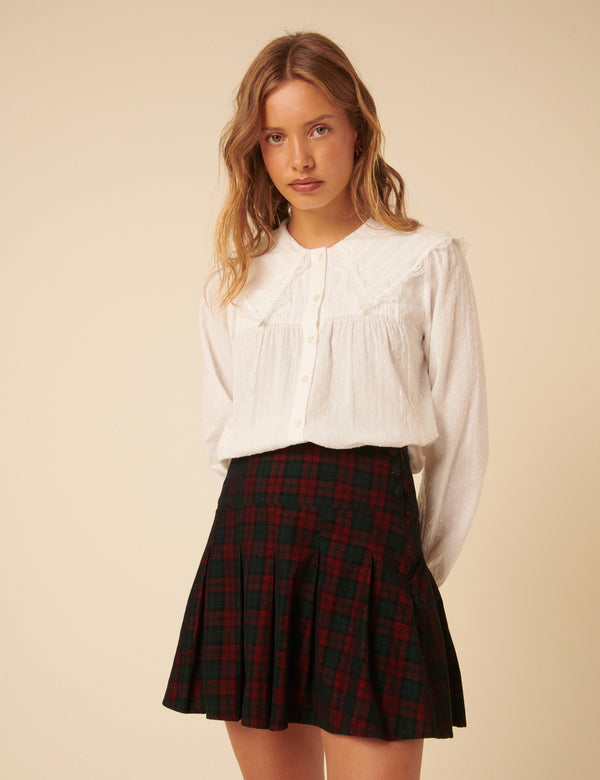 Nobody’s Child Blue And Red Check Pleated Mini Skirt
