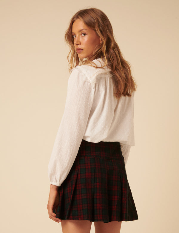 Nobody’s Child Blue And Red Check Pleated Mini Skirt