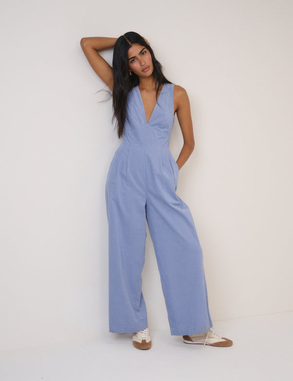 nobody’s child Blue Cord Sleeveless Arizona Jumpsuit