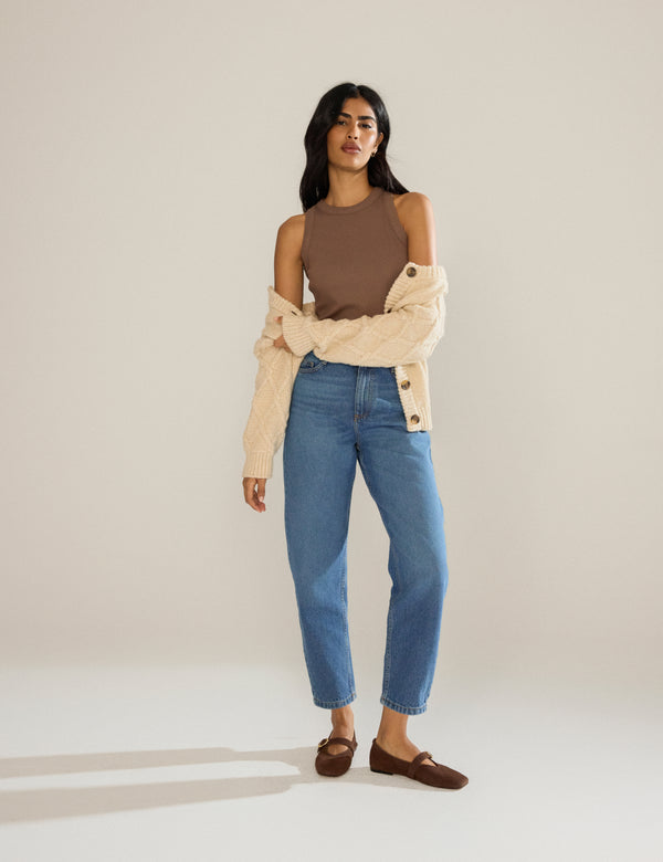 nobody’s child Blue High Rise Putney Barrel Leg Jeans