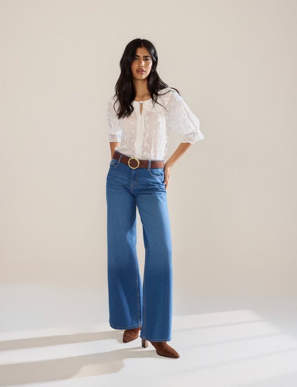 nobody’s child Blue Mid Rise Carnaby Wide Leg Jeans