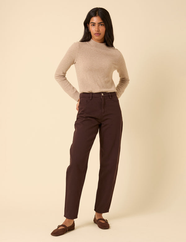 Nobody’s Child Brown High Rise Putney Barrel Leg Jeans