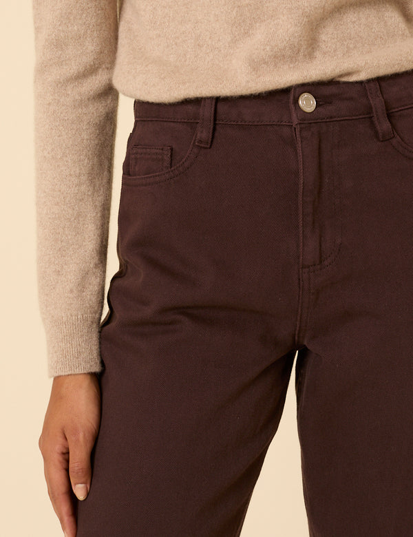 Nobody’s Child Brown High Rise Putney Barrel Leg Jeans