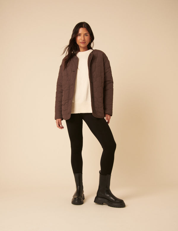 Nobody’s Child Brown Reversible Borg Qulited Jacket