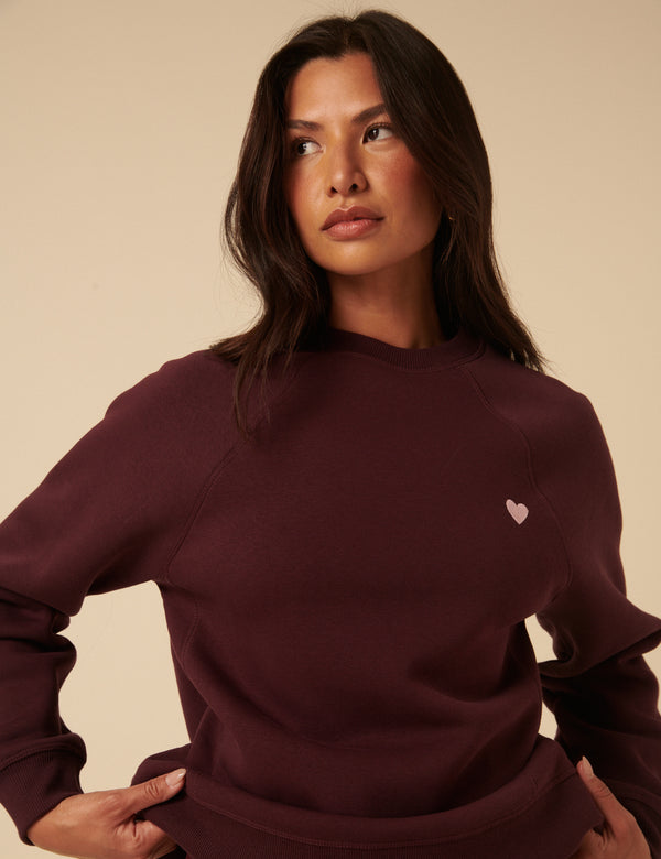 Nobody’s Child Burgundy Heart Embroidered Sweatshirt
