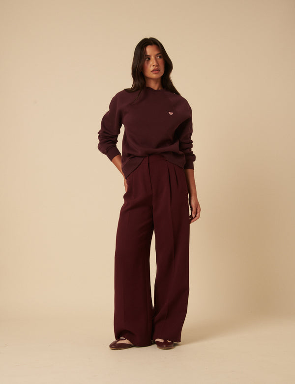 Nobody’s Child Burgundy Heart Embroidered Sweatshirt