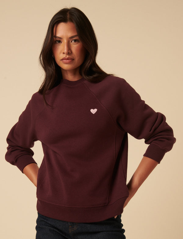 nobody’s child Burgundy Heart Embroidered Sweatshirt