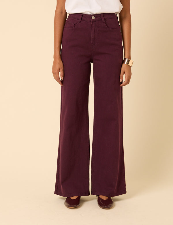 Nobody’s Child Burgundy High Rise Soho Wide Leg Jeans