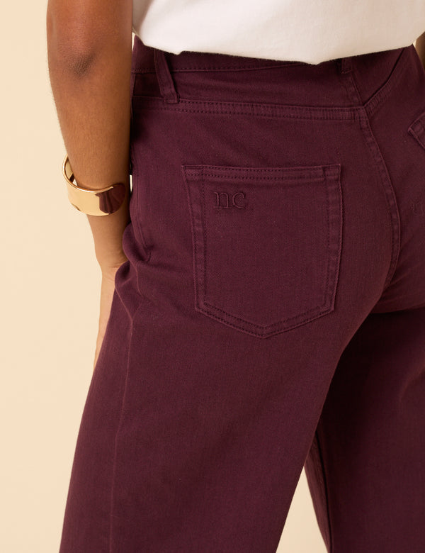 Nobody’s Child Burgundy High Rise Soho Wide Leg Jeans