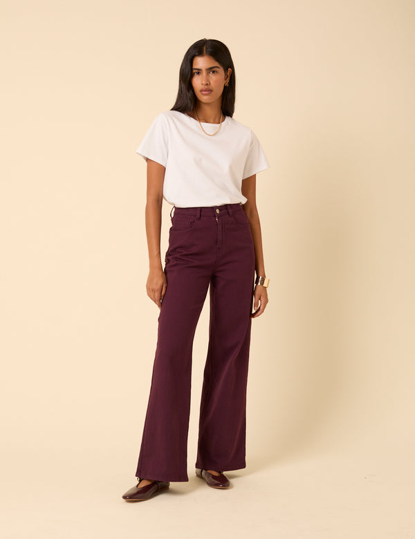 nobody’s child Burgundy High Rise Soho Wide Leg Jeans