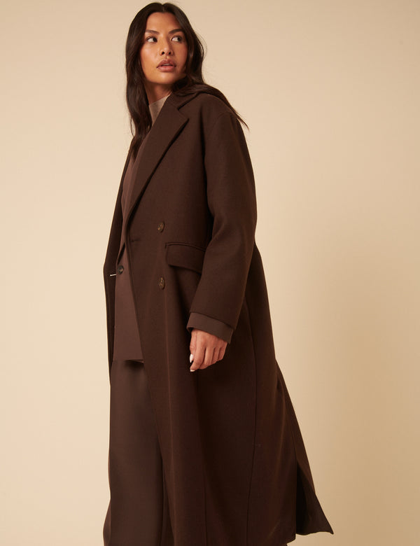 Nobody’s Child Chocolate Brown Double Breasted Relaxed Coat